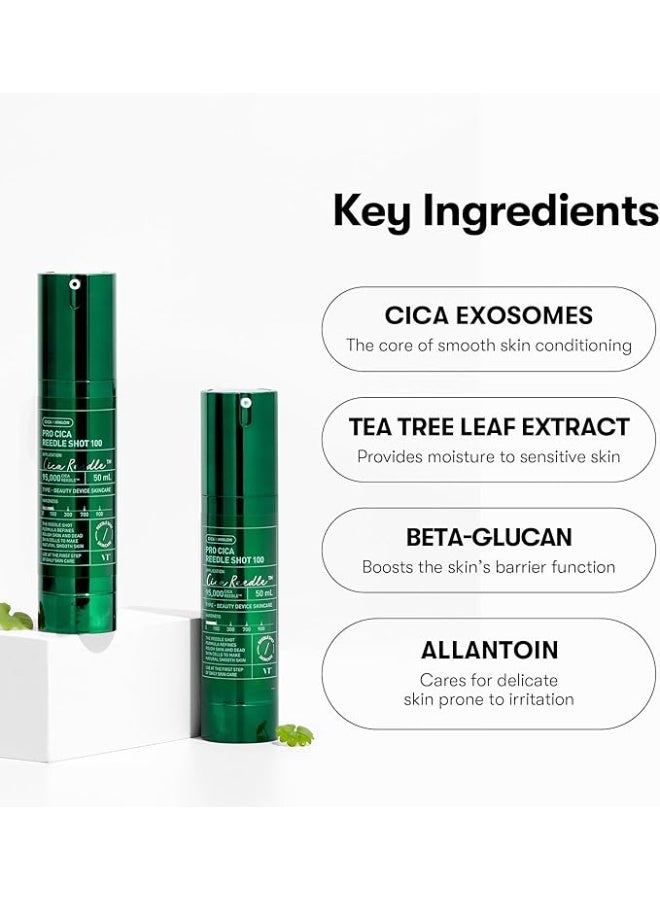 VT COSMETICS Pro Cica Reedle Shot 100, Centella Asiatica Microneedling Serum, Cica Exosome, Soothing, Hyaluronic Acid, Soft Skin, Glass Skin, Korean Skincare Booster 1.69 Fl Oz.(50ml) - Image 4